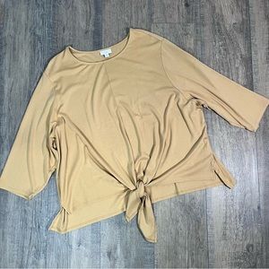 J.Jill Mustard Yellow Tie Front 3/4 Sleeve Top sz 4X
